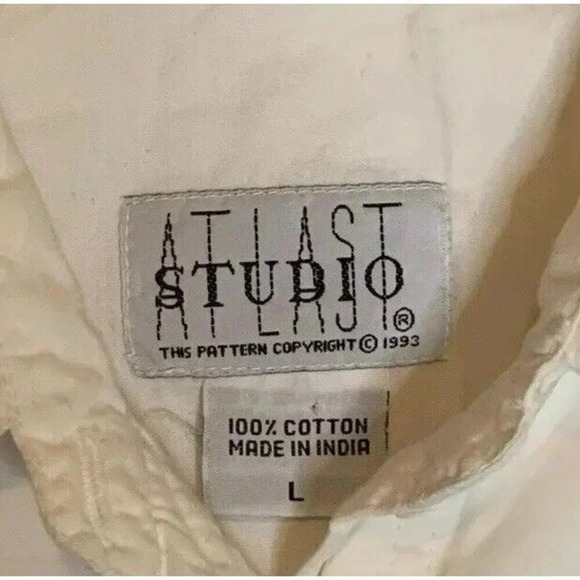 Vintage Embroidered Beaded Western Blouse Shirt Womens Size XL White Blue Button - Picture 5 of 6